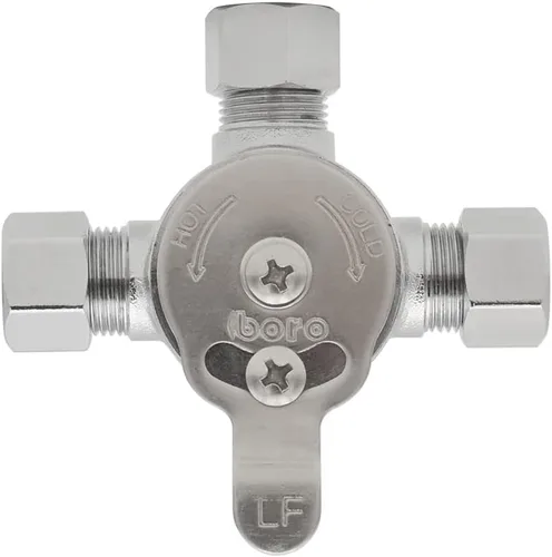 Miniatura 2 de HYDRO MASTER Válvula mezcladora de agua mecánica, Válvula de templado termostática, Construcción de latón sin plomo, Conexiones de compresión de 3/8