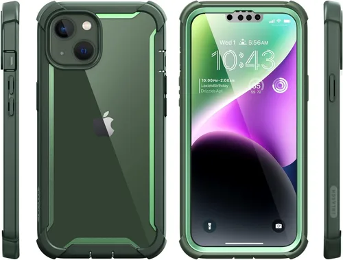 Miniatura 8 de i-Blason Funda para iPhone 14 (2022) / iPhone 13 (2021) de 6.1 pulgadas con protector de pantalla integrado, parte trasera transparente, parachoques