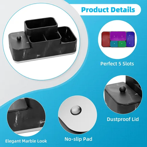 Miniatura 4 de VITVITI Organizador de mostrador de baño, soporte para cepillo de dientes para baño, organizador de baño de resina, almacenamiento de encimera