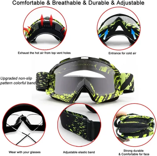 Miniatura 2 de SPOSUNE - Gafas para motocicleta, ATV, gafas UV400 para motocross, gafas para hombres, mujeres y jóvenes, gafas resistentes al viento y al polvo