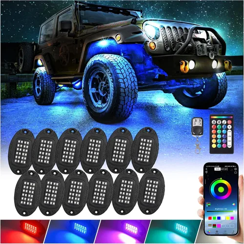 Miniatura 17 de 6 cápsulas de luces LED de aleación para UTV, ATV, carrito de golf, camioneta RZR todoterreno, kit de neón RGB multicolor impermeable actualizado