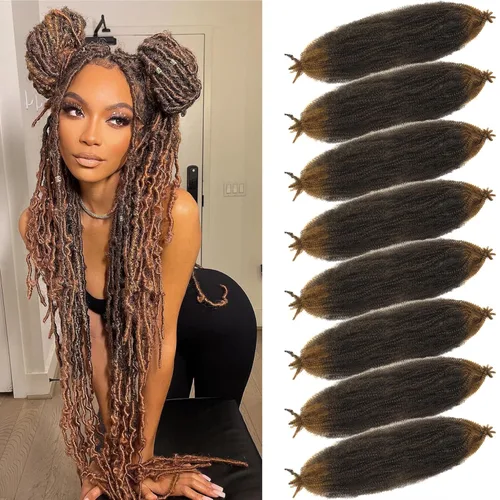 Miniatura 37 de Cabello Rizado Afro Elástico 8 Paquetes Cabello Trenzado Marley Twist Cabello Spring Twist Pre-Separado para Locs Falsos Cabello de Ganchillo Kinky
