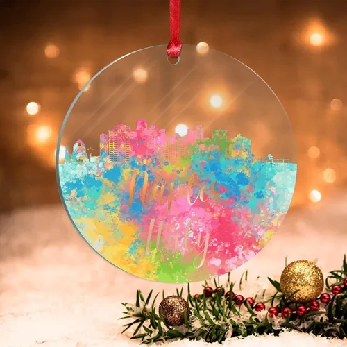 Miniatura 14 de Alemania Frankfurt Skyline Adorno de Navidad 2022 Alemania Frankfurt, arte de acuarela, adornos de Navidad para niños, colorido paisaje de ciudad
