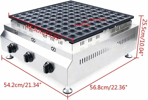Miniatura 3 de Mini máquina para hacer panqueques holandeses de 100 agujeros, antiadherente de gas LPG Takoyaki, 110 V 1600 W, máquina para hacer gofres