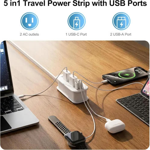 Miniatura 12 de VYLEE Adaptador de viaje universal con cable de extensión de 6 pies, adaptador de corriente internacional para Europa, Reino Unido, EE. UU.