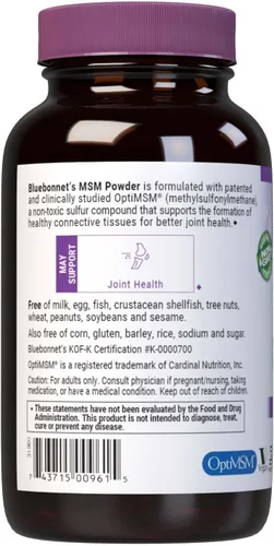 Miniatura 3 de BlueBonnet Nutrition MSM Powder 2600mg - Suplemento diario de azufre para mujeres y hombres* Suplemento MSM de metilsulfonilmetano OptiMSM - Sin