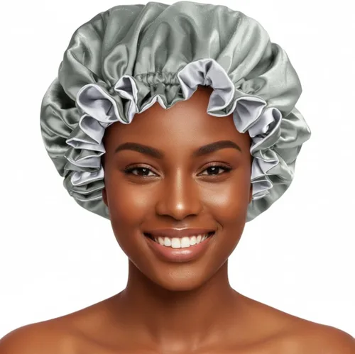 Miniatura 18 de Gorro de pelo para dormir, gorro de noche con clip ajustable, gorro reversible para el cabello para mujer, gorro de satén de seda