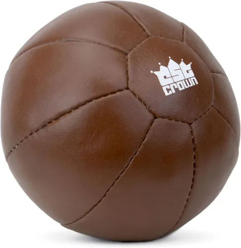 Miniatura 2 de Crown Sporting Goods Pelota medicinal con peso de cuero suave al tacto vintage para fitness, resistencia, entrenamiento de fuerza