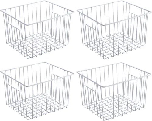 Miniatura 10 de SANNO - Canasta rústica organizadora, de alambre, para almacenamiento en congelador o refrigerador, abierta con asas, para gabinete, alacena