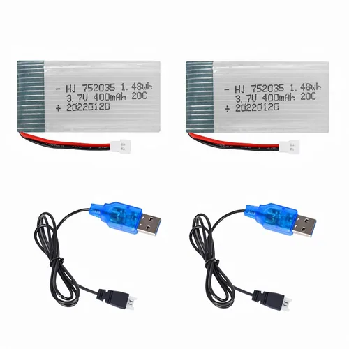 3.7V 400mAh RC Drone Baterías para SYMA Q11 H99W H31 H6C H98 TR-C385 TR-P51 TR-F22 Modelo de avión AT-96 Holystone Quadcopters con cable de cargador