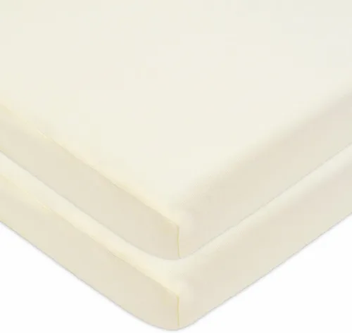 Miniatura 26 de TL Care Paquete de 2 sábanas bajeras ajustables 100% algodón natural de 39 x 27 pulgadas, suaves y transpirables para patio de juegos y colchón