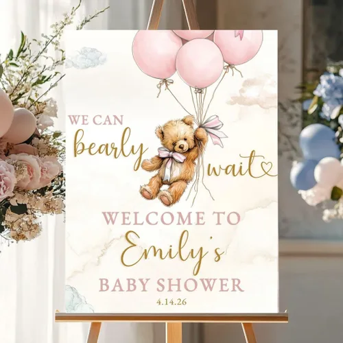 Miniatura 9 de Letrero de bienvenida para baby shower de oso