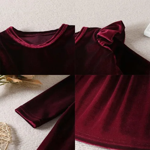 Miniatura 152 de IDOPIP Vestido tutú de terciopelo para niñas pequeñas, vestido de manga larga para princesa, Navidad, cumpleaños, fiesta, boda, vestidos de otoño e