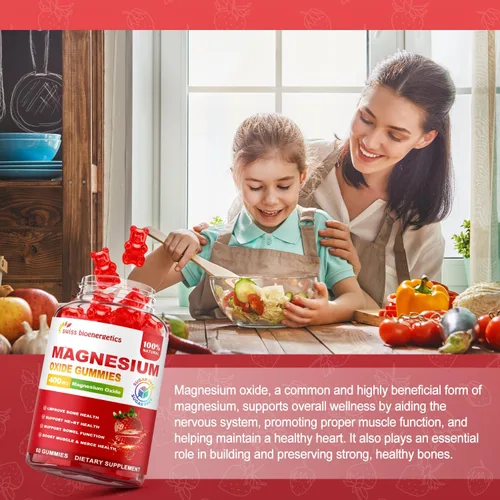 Miniatura 4 de Gomitas de óxido de magnesio de 400 mg – Relajación muscular y apoyo nervioso para adultos y niños – Óxido de magnesio con stevia y extracto