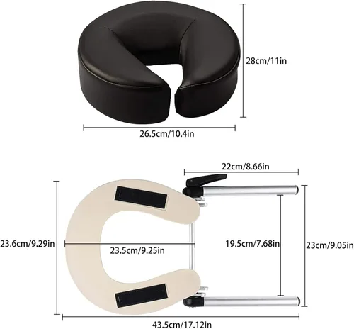 Miniatura 3 de Reposacabezas de masaje - Almohada ajustable en forma de U de aluminio para cama y cuna facial - Equipo de spa de belleza