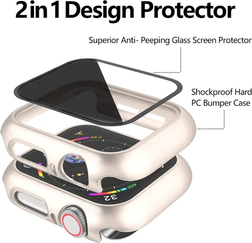 Miniatura 3 de 4 fundas rígidas de policarbonato compatibles con Apple Watch Series 6/5/4/SE de 1.575 pulgadas con protector de pantalla de vidrio, protector
