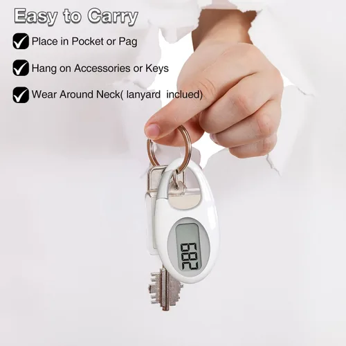 Miniatura 5 de Contador de pasos 3D simple, podómetro para caminar, rastreador de pasos con cordón para el cuello/mosquetón para hombres, mujeres, adolescentes