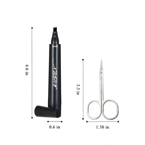 Miniatura 6 de 2 lápices de barba para hombres, a prueba de sudor, resistente al agua, de larga duración y acabado natural, con forma de reparación de bigote Negro
