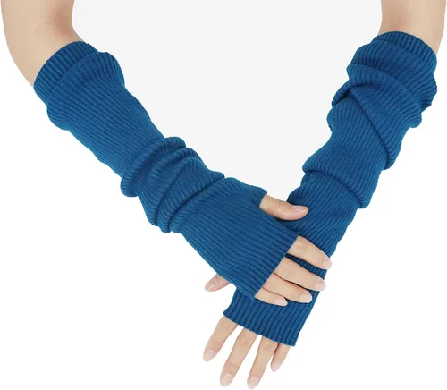 Miniatura 50 de Guantes cálidos de cachemira de brazo largo para mujer, guantes de invierno acogedores sin dedos, calentadores de brazos suaves, gran regalo