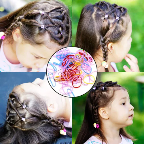 Miniatura 3 de 200 mini bandas de goma, lazos para el cabello súper elásticos para hombres y hombres, coleta de cabello de espalda cruzada, cabello de niños, Jelly