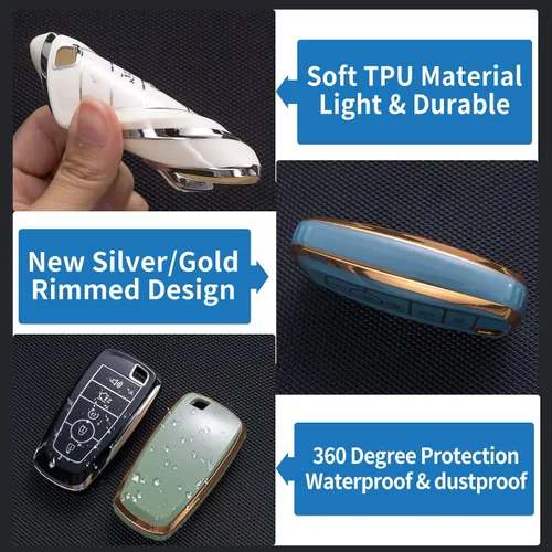 Miniatura 4 de Compatible con funda para llavero Ford con cordón de cuero, funda protectora para llave de automóvil Ford Explorer Fusion Escape F150 F250 F350 F450