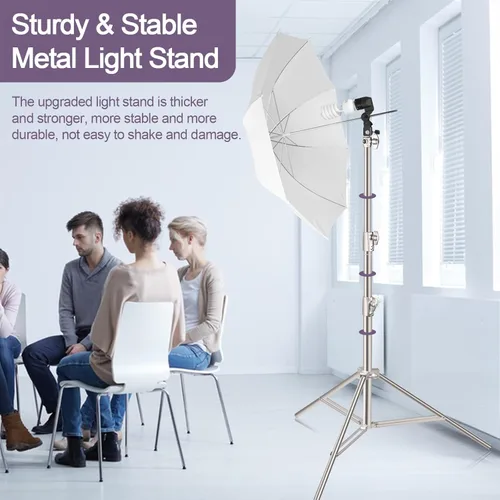 Miniatura 3 de EMART Soporte de luz de acero inoxidable de 9.2 pies/9.2 ft, trípode de fotografía acolchado con resorte resistente con adaptador universal de 1/4 a