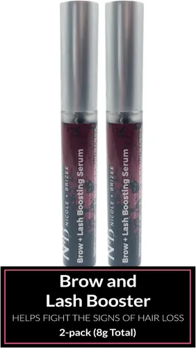 Nicole + Brizee Suero para cejas y pestañas, fórmula natural con biotina, escualeno, ubiquinona, aminoácidos de trigo y soja, provitamina B5,