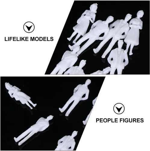 Miniatura 4 de SUPVOX The Uncolored Model Miniature White People Figuras 50 piezas de figuras de plástico para diseño de tren modelo, paisaje arquitectónico