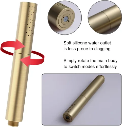 Miniatura 4 de Cabezal de ducha dorado cepillado 2 en 1, alta presión, 7 pulgadas, cabezal de ducha de mano de doble modo, varita de ducha de alto flujo