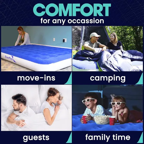 Miniatura 4 de EnerPlex Colchón de Aire para Acampar con Bomba Incorporada - Colchón Inflable Twin para Huéspedes de Viaje - Cama Portátil para Adultos y Niños