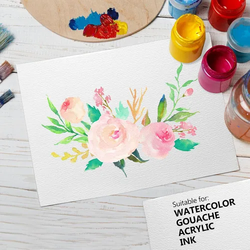 Miniatura 5 de FEITAKE Bloc de acuarela de 9 x 12 pulgadas, cuaderno de bocetos de papel de acuarela 100% algodón/prensado en frío, 140 libras (10.58 oz/m²), libre
