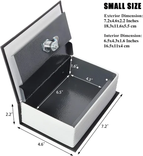 Miniatura 2 de Jssmst Caja fuerte para libros con cerradura de llave, caja de seguridad de desviación de diccionario, libro oculto secreto con caja fuerte