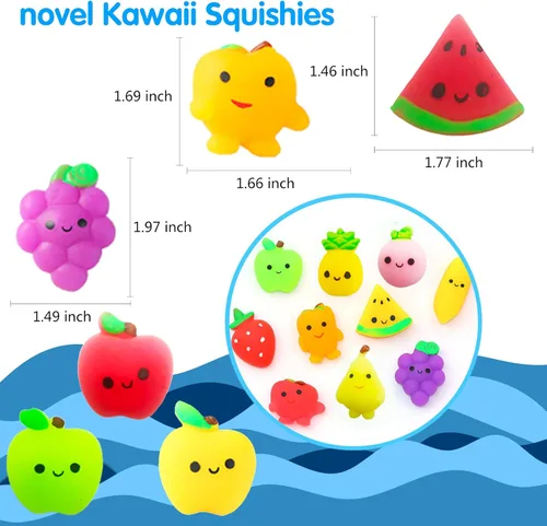 Miniatura 2 de Juego de 32 juguetes esponjosos Mochi para niños, mini squishies Kawaii Fruit Squeeze Toys Pack Lindo alivio del estrés Juguetes de ansiedad