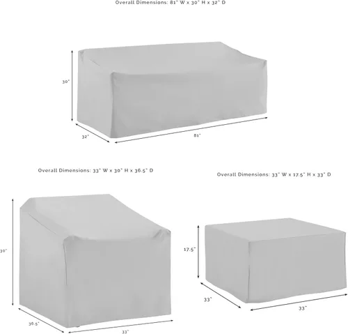 Miniatura 5 de Crosley Furniture MO75052-GY - Juego de 5 fundas de vinilo reforzado de calibre pesado para muebles de exterior