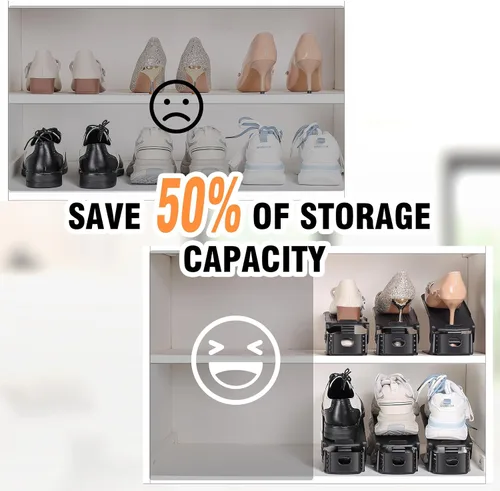 Miniatura 5 de TOPNEW Organizador de ranuras para zapatos para armario, paquete de 10 unidades, apilador de zapatos de nivel ajustable, organización