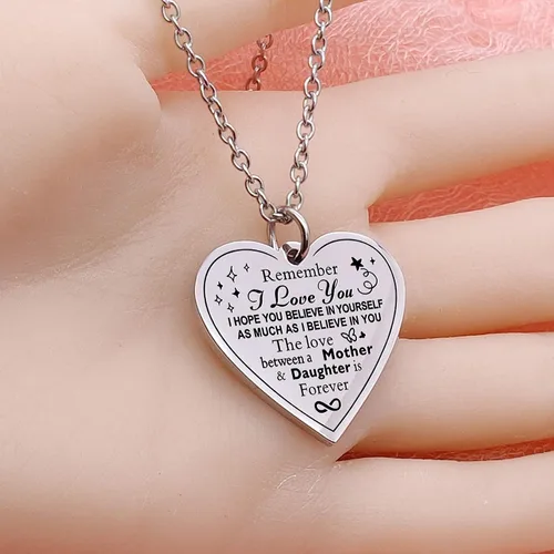 Miniatura 4 de Jewelady Collar con dije de corazón para hija de mamá papá, dije inspirador de Navidad, cumpleaños, graduación, San Valentín, regalos para mujeres