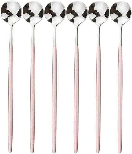 Miniatura 8 de Cubertería de acero inoxidable 304 de cobre de mango largo Cucharas de té de helado Cucharas de mezcla Vajilla Vajilla Servicio de cocina Juego