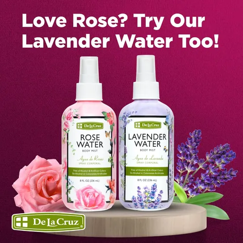 Miniatura 8 de De La Cruz Pure Rose Water - Aerosol de agua de rosas para cara, piel y cabello, tóner y agua de rosas para el cabello, sin alcohol, sin parabenos