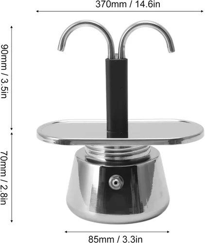 Miniatura 7 de CHICIRIS Cafetera, olla, cafetera, 2 tazas de 3.4 fl oz, olla doble de acero inoxidable, moca, cafetera italiana de conducto DIY