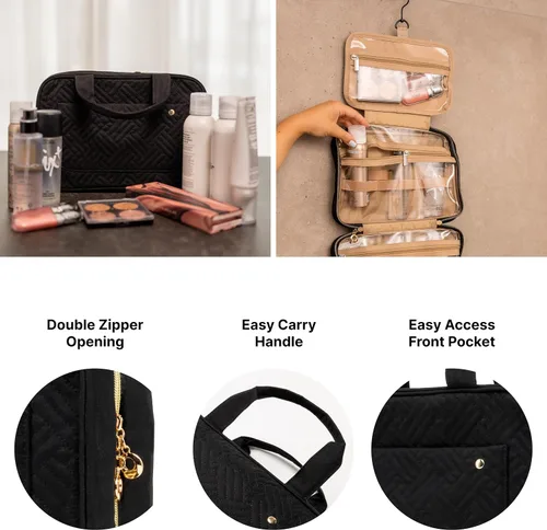 Miniatura 3 de Carrywell - Neceser de viaje con gancho para colgar, organizador de maquillaje, bolsa de cosméticos resistente al agua para contenedores