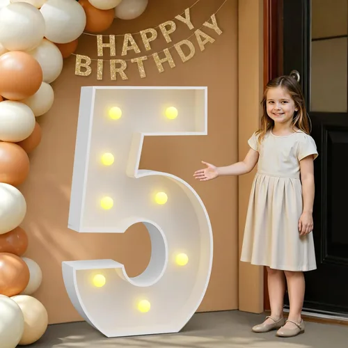Miniatura 63 de IMPRSV Letras de mosaico iluminadas de marquesina, 4 pies para globos y fiestas, decoración de kit de arco