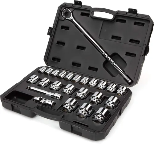 Miniatura 2 de TEKTON Juego de llaves de vaso y trinquete de 12 puntos poco profundos de 3/4 pulgadas con estuche, 24 piezas (3/4 - 2 pulgadas) SKT35105