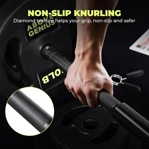 Miniatura 2 de AboveGenius Juego de pesas de barra, juego de barras de pesas libres ajustables de 45 libras para entrenamiento de fuerza en el gimnasio en casa