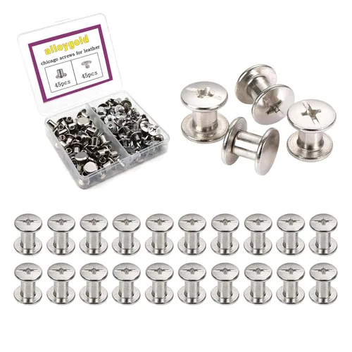 Miniatura 23 de 50 Juegos M5*6 Negro Pistola Kit de Tornillos Chicago Remaches de Cuero Tornillos Remaches Chicago Botones de Tornillos DIY Acabado de Cuero