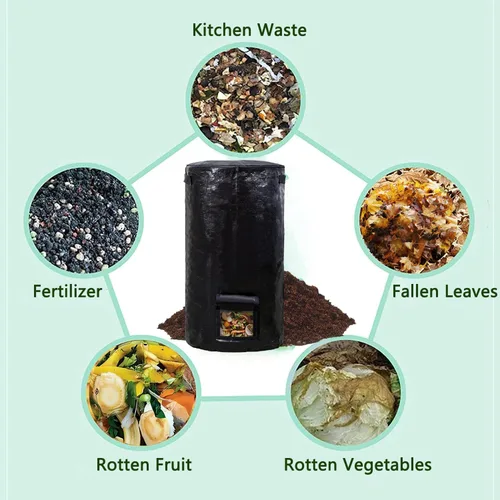 Miniatura 2 de Bolsas de compost de 34 galones, bolsas de compost de jardín reutilizables al aire libre, desechos orgánicos, bolsa de compostaje para jardín