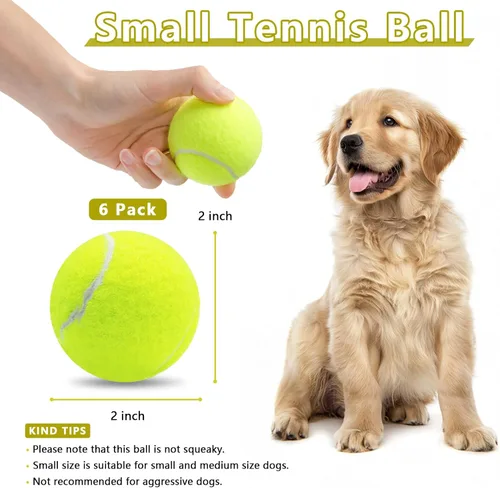 Miniatura 2 de Magicorange Paquete de 6 pelotas de tenis pequeñas, pelotas de tenis de 2 pulgadas para perros, pelota colorida y fácil de atrapar para mascotas