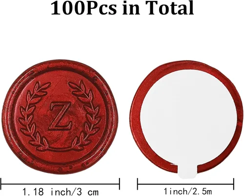 Miniatura 2 de 100 calcomanías adhesivas de cera con letra Z, hechas a mano, sin necesidad de sellar, rasgar y usar calcomanías de cera para invitaciones de boda