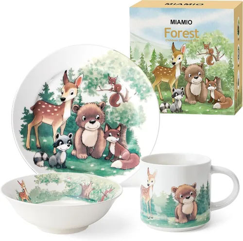 Miniatura 9 de MIAMIO Juego de vajilla infantil Jungle de 3 piezas, cerámica, incluye plato, cuenco y taza