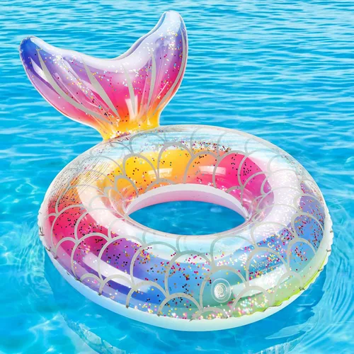 Miniatura 13 de MoKo Anillo de natación inflable, lindo flotador de piscina, decoración de tubo, tubos de natación, piscina al aire libre, playa, flotadores de Azul