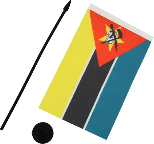 Miniatura 293 de AZ FLAG Sierra Leone Bandera de mesa 5'' x 8'' - Bandera de escritorio de Sierra Leona 21 x 14 cm - Bastón y base de plástico negro